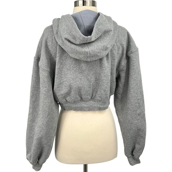 For Love and Lemons Josie Gray Hoody Crop Hoodie Sweatshirt Size M Pullover - Picture 5 of 11